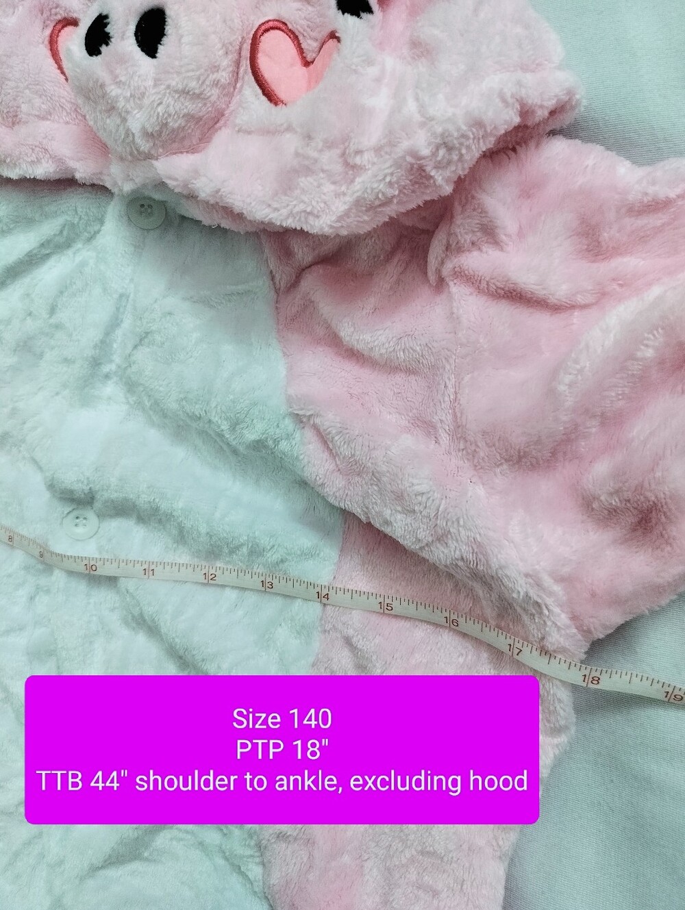Kids Pink Pig Plush Fleece Onesie Kigurumi Halloween Cosplay Costume New *Open* - Picture 9 of 17